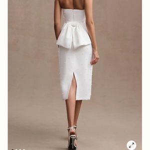 Sachin & Babi Gemma Strapless Back-Bow Pearl Midi Dress